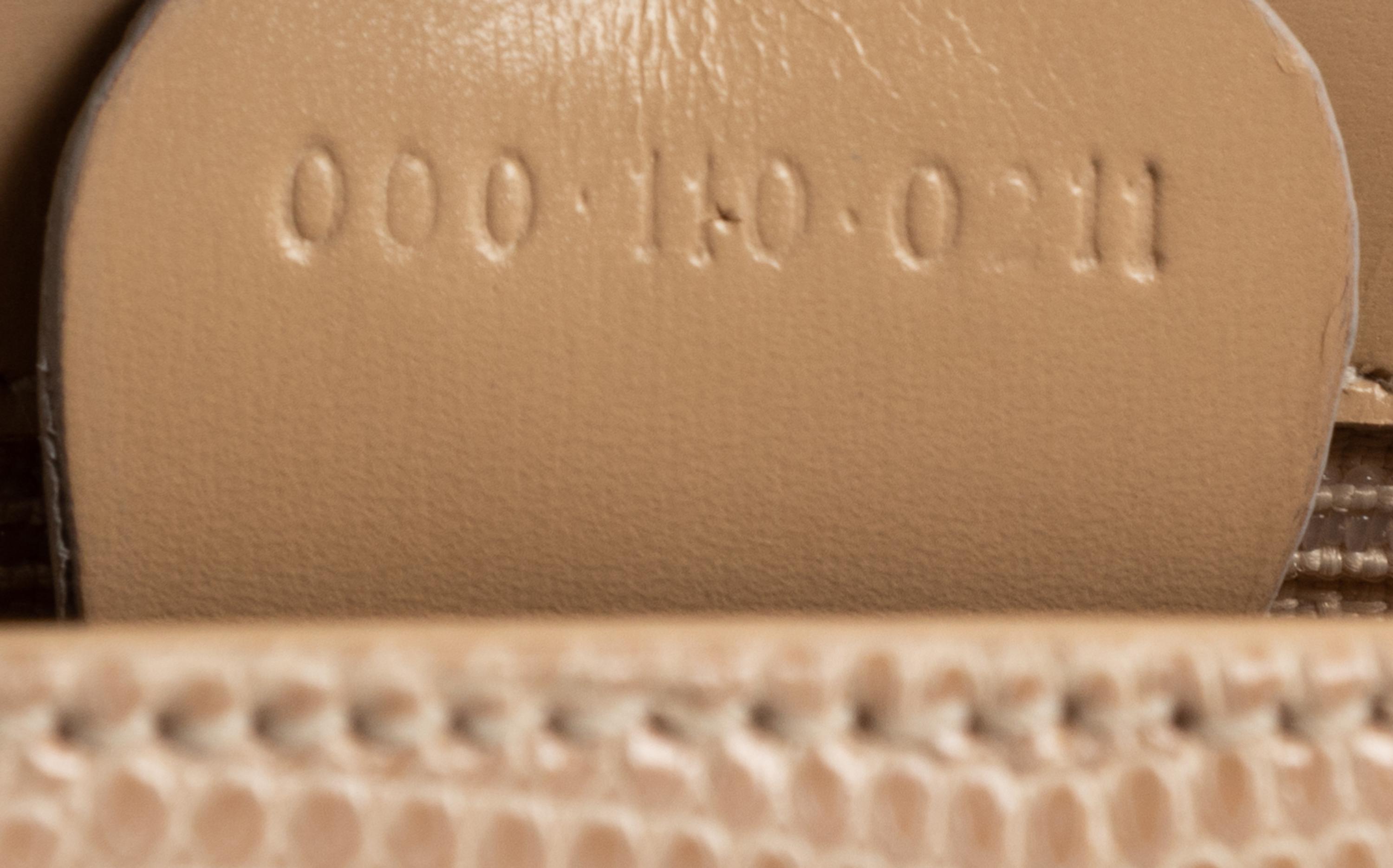 Gucci Taupe Pink Lizard Front Lock Handbag