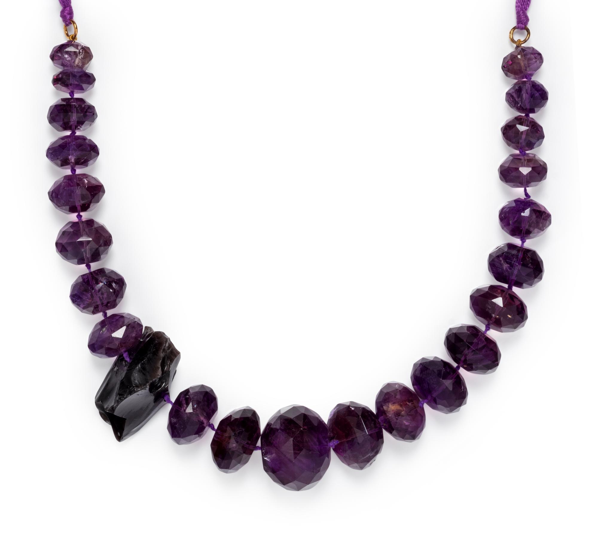 AMETHYST AND OBSIDIAN BEAD NECKLACE