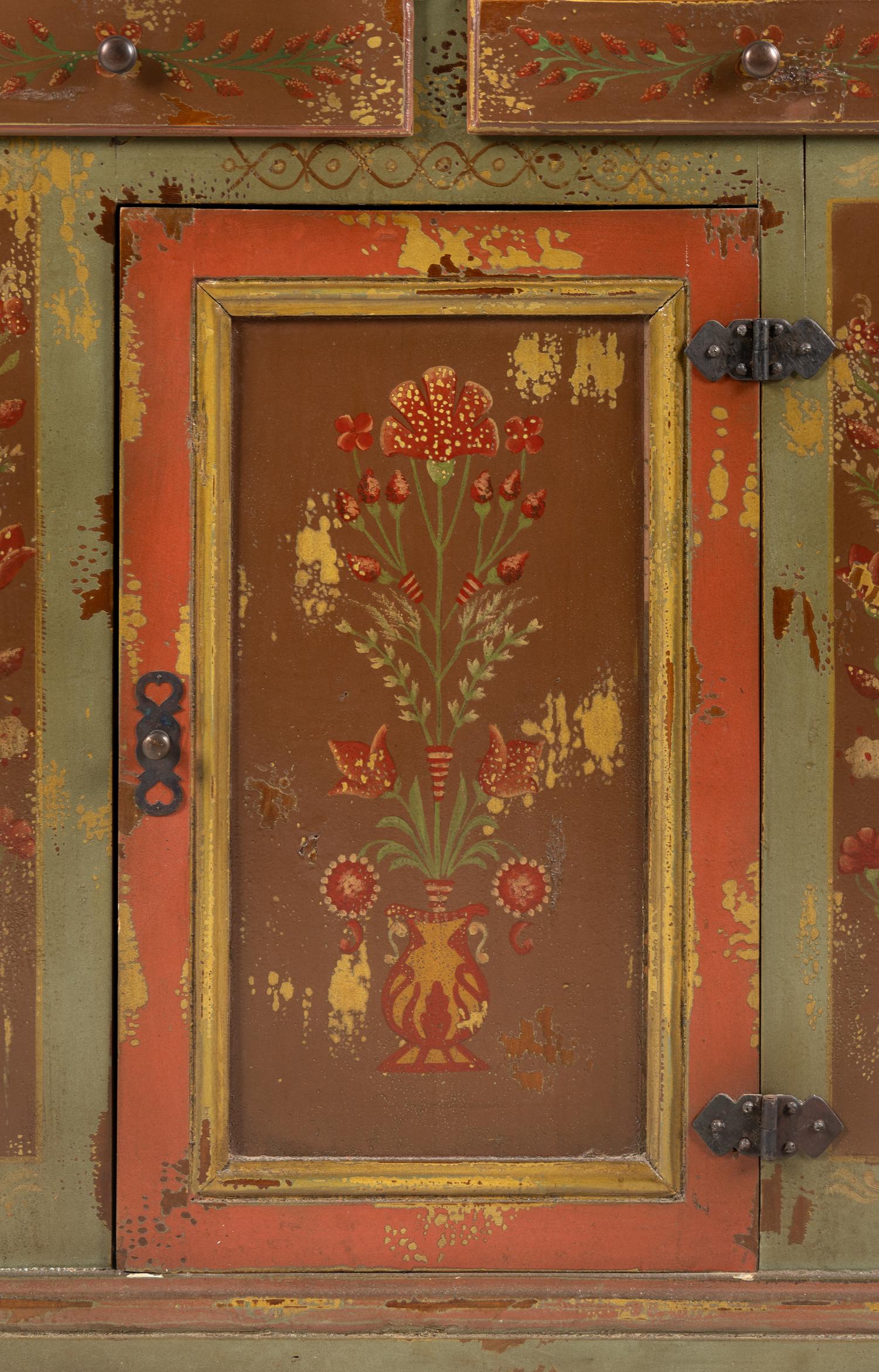 A Scandinavian Painted Step-Back Cupboard