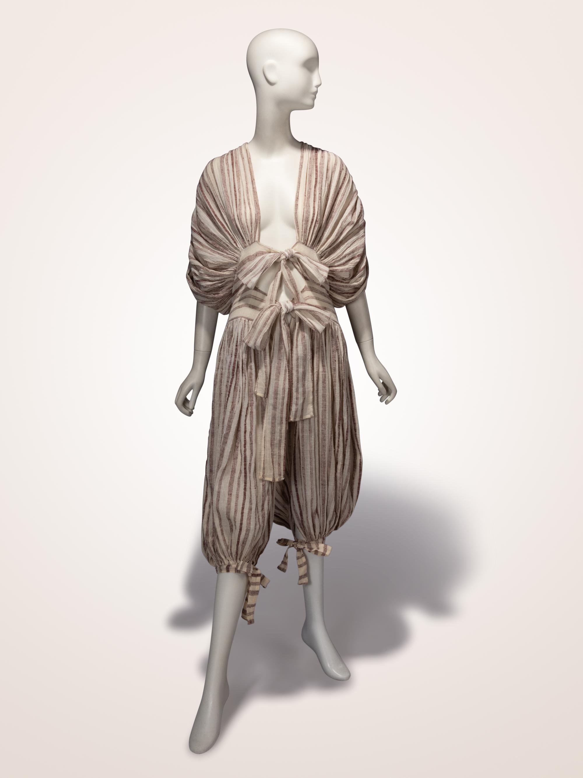 Norma Kamali, Striped Linen Jumpsuit, 1970s
