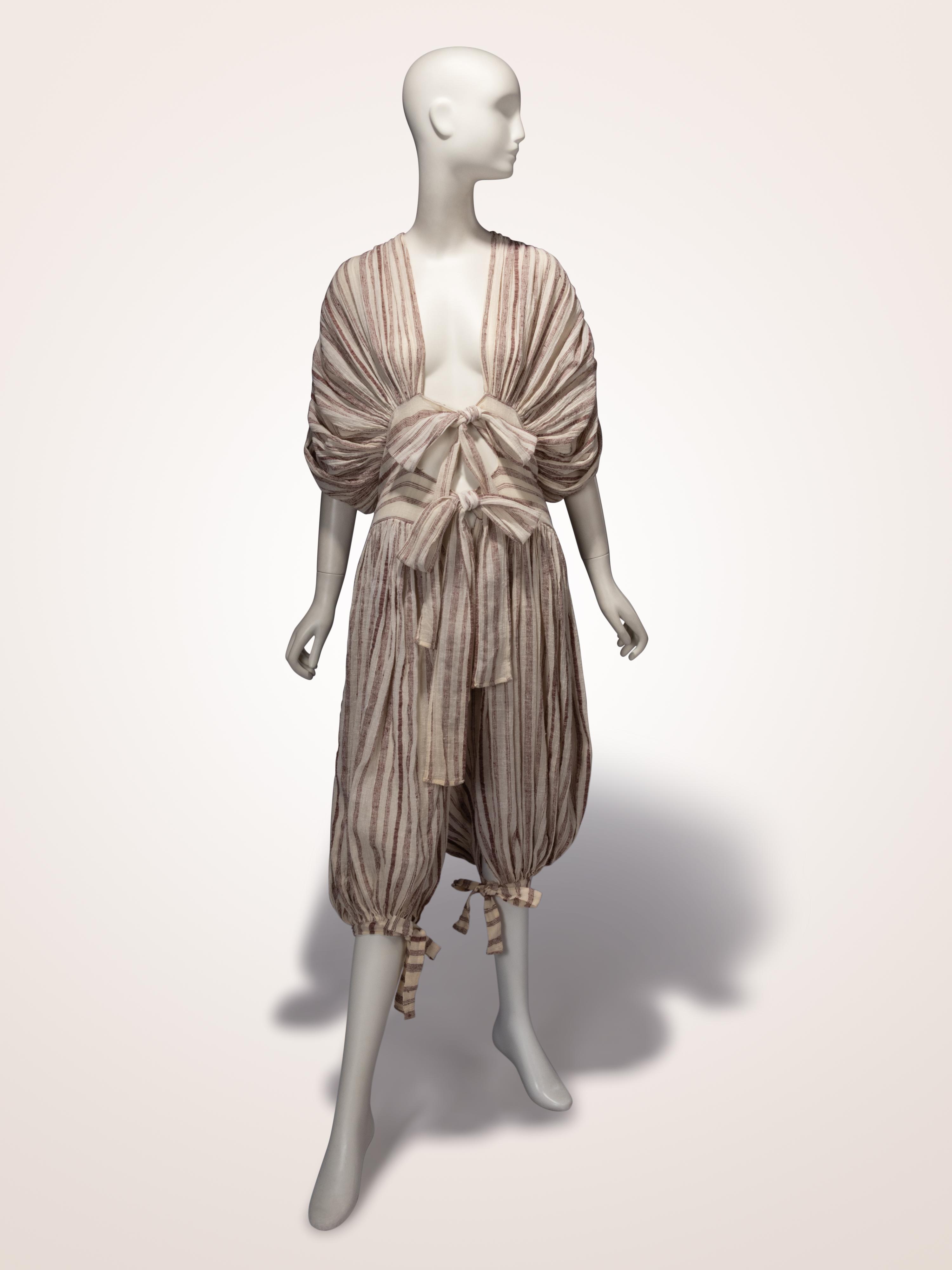 Norma Kamali, Striped Linen Jumpsuit, 1970s