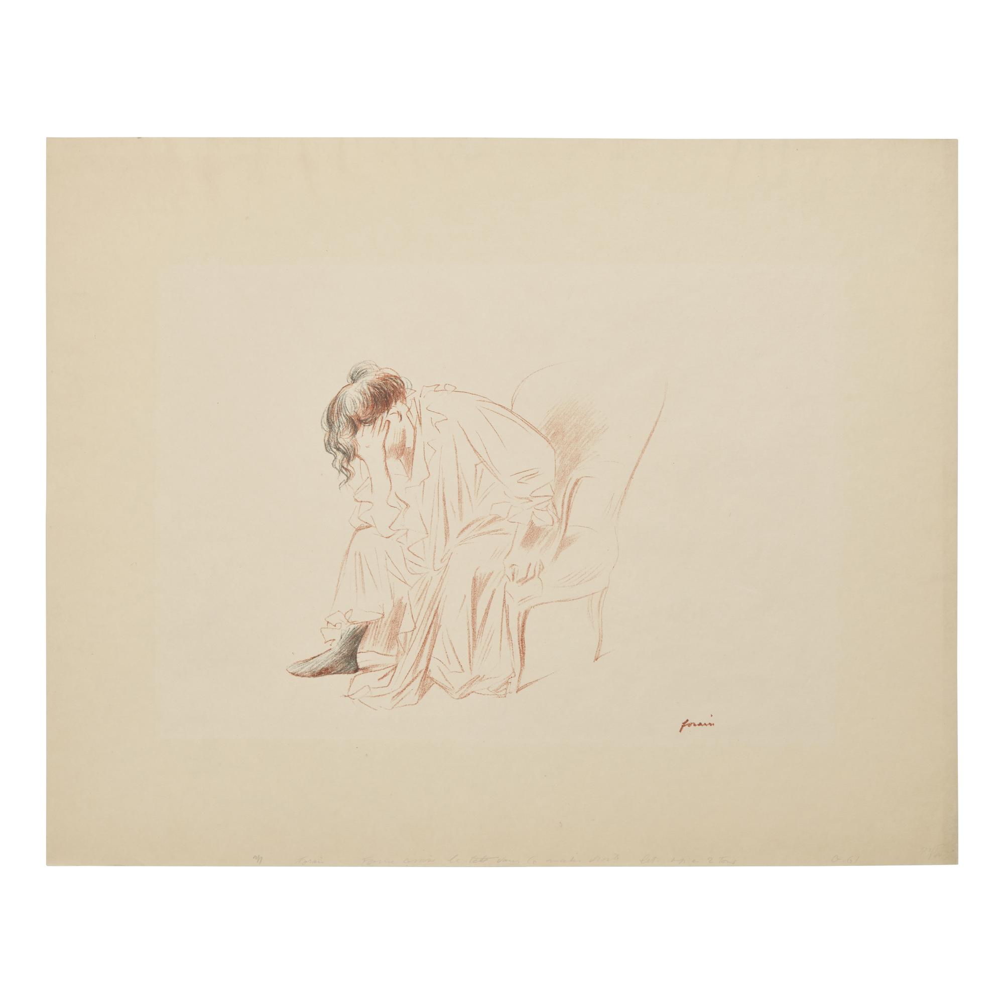 Jean-Louis Forain (French, 1852-1931) — Femme Assise, La Tête dans la Main Droite, 1867