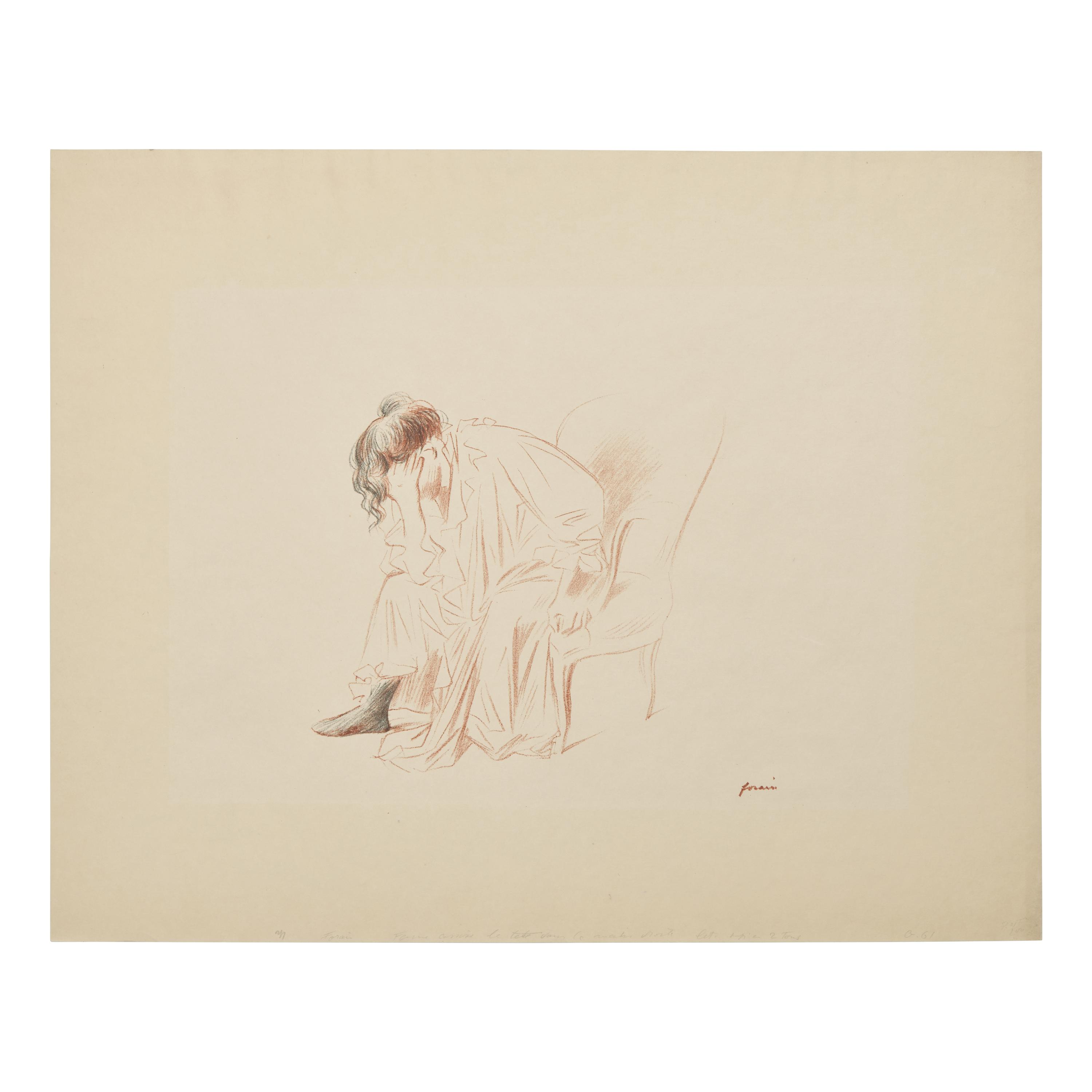Jean-Louis Forain (French, 1852-1931) — Femme Assise, La Tête dans la Main Droite, 1867