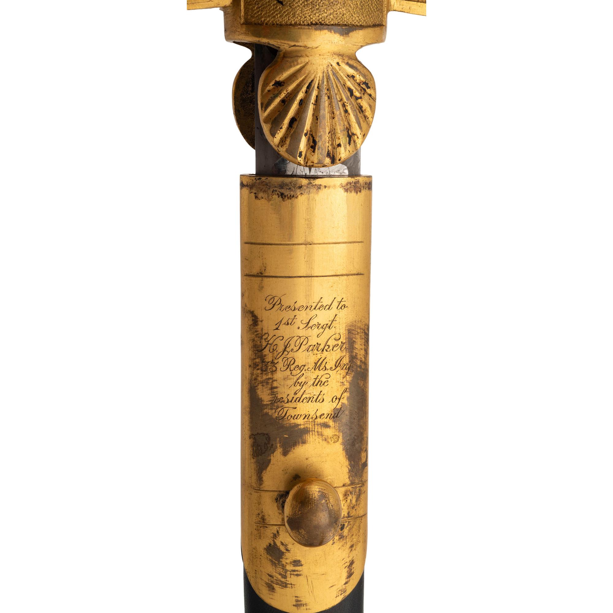 Ames Knight's Head Militia Style Sword Presented to 1st Sergeant (Lt.) Henry Parker - 33rd Mass Infantry - KIA at Resaca