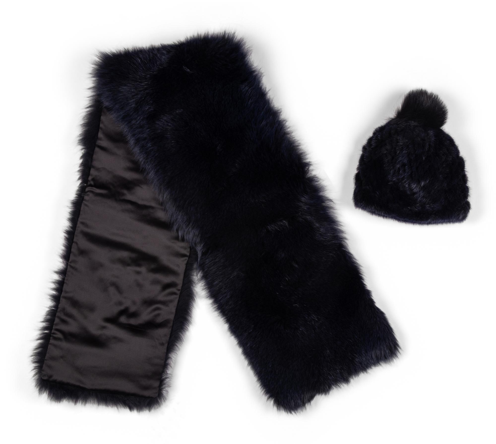 Lilly & Violetta Fox Fur Wrap Scarf and Barney's New York Knitted Mink Hat