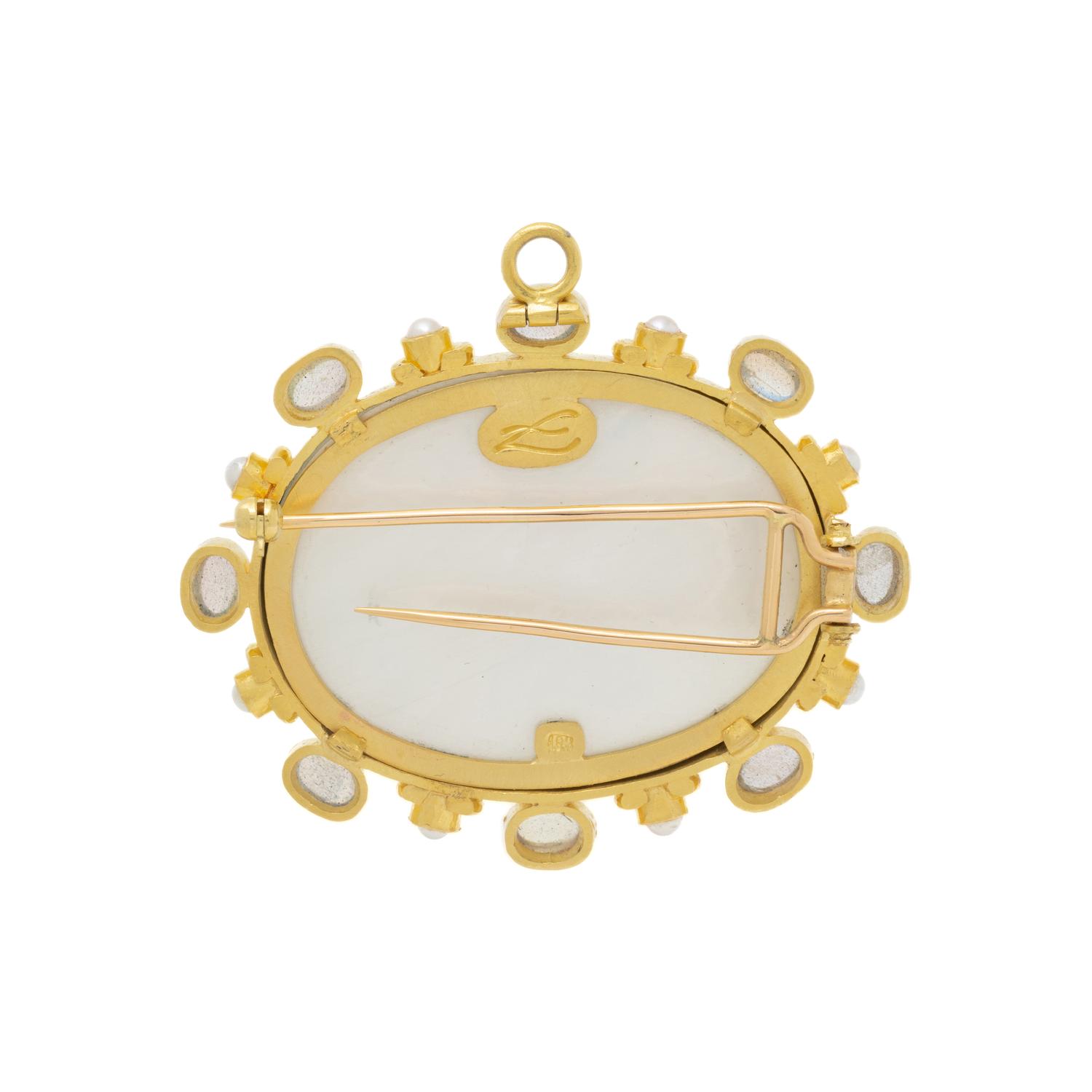 ELIZABETH LOCKE, YELLOW GOLD AND MULTIGEM LION BROOCH