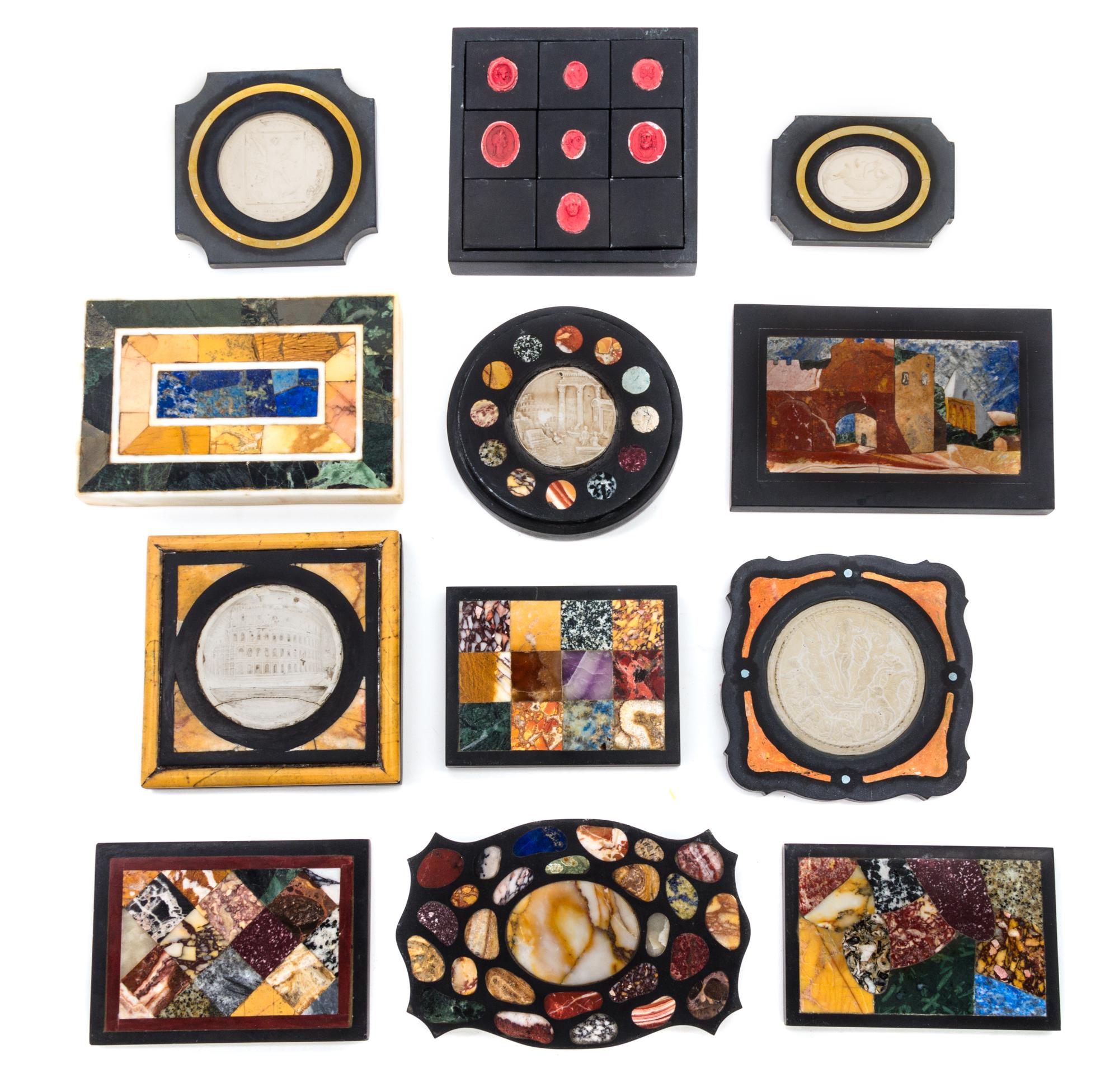 A Collection of Italian Specimen Marble Paperweights Width of widest 6 inches — 19TH CENTURY