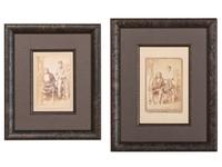 [CHOATE, John N. (1848-1902), photographer]. Two cabinet cards featuring Arapaho Chief Little Raven with daughter Anna, and Cheyenne warrior Bobtail Horse with son Joseph. [Carlisle, PA], ca 1880.
