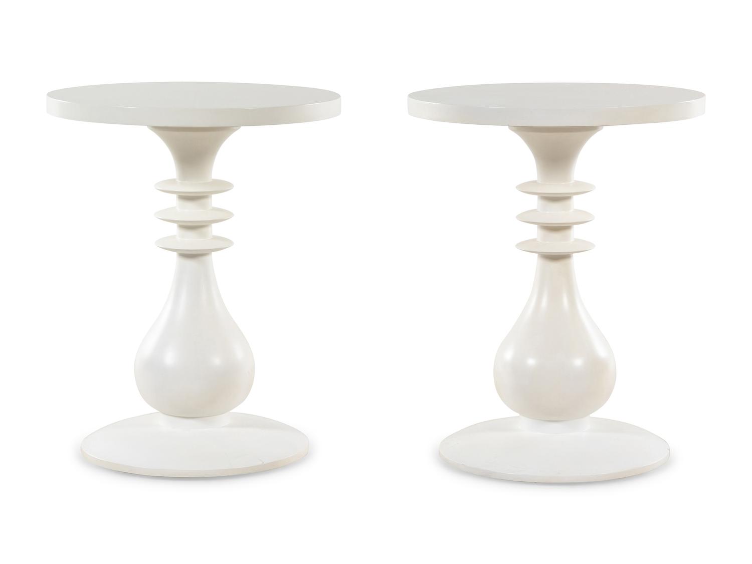 A Pair of Contemporary White Acrylic End Tables
