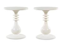A Pair of Contemporary White Acrylic End Tables