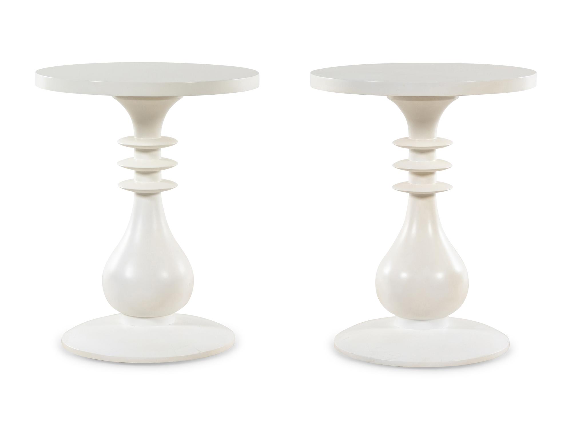 A Pair of Contemporary White Acrylic End Tables