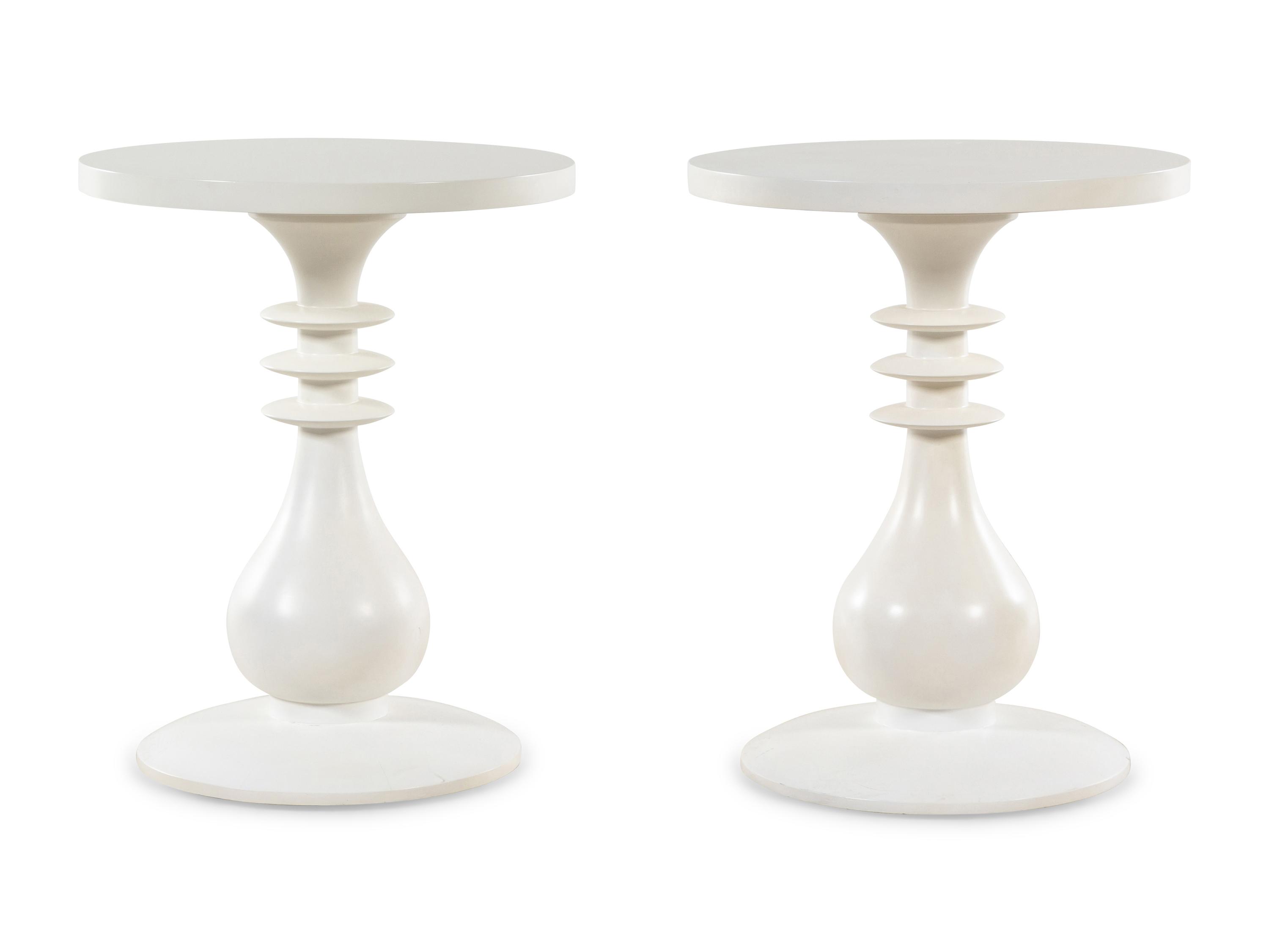 A Pair of Contemporary White Acrylic End Tables