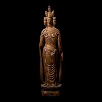 A Large Japanese Carved Giltwood Figure of Kannon