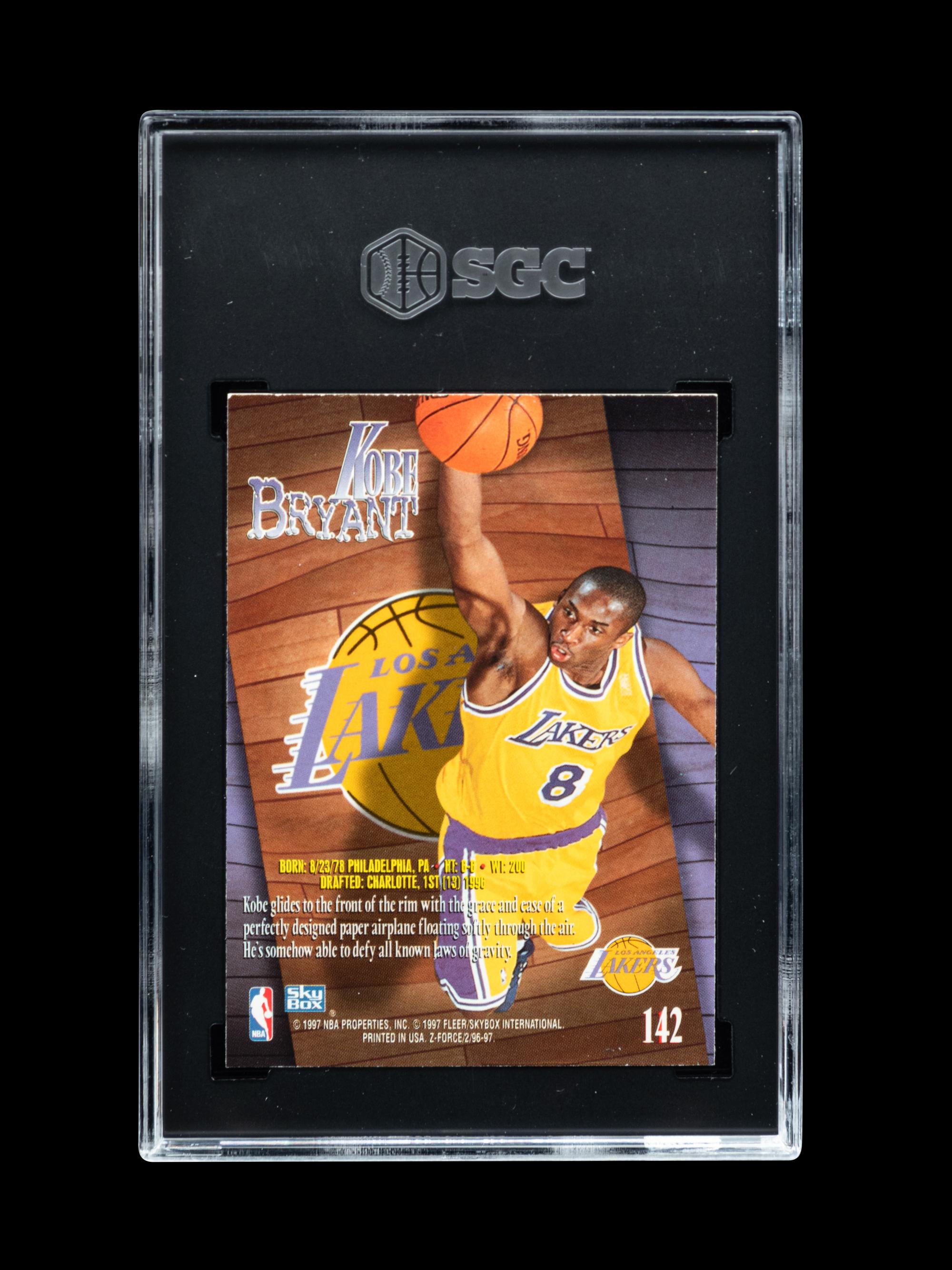 A Group of 1996-97 Skybox Z-Force Kobe Bryant Rookie Basketball Cards No. 142 (SGC 8.5 NM-MT+)