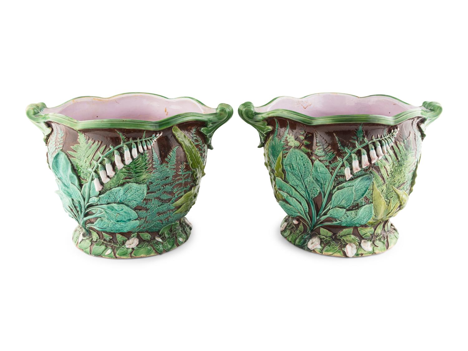 A Pair of Majolica Jardinières