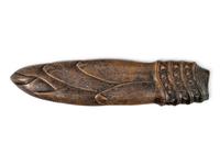 A Chinese Inlaid Bronze Bamboo Shoot-Form Paper Weight