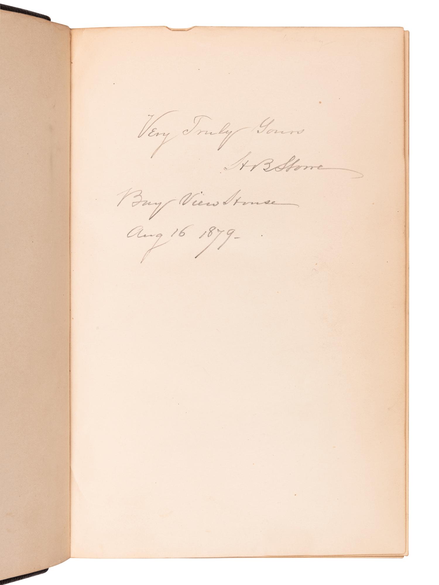 STOWE, Harriet Beecher (1811-1896). Uncle Tom's Cabin; or, Life Among the Lowly . Boston and Cambridge: Houghton, Osgood and Company, the Riverside Press, 1879.