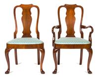 A Set of Seven Queen Anne Style Mahogany Dining Chairs Height 39 1/2 inches. — LATE 19TH / EARLY 20TH CENTURY