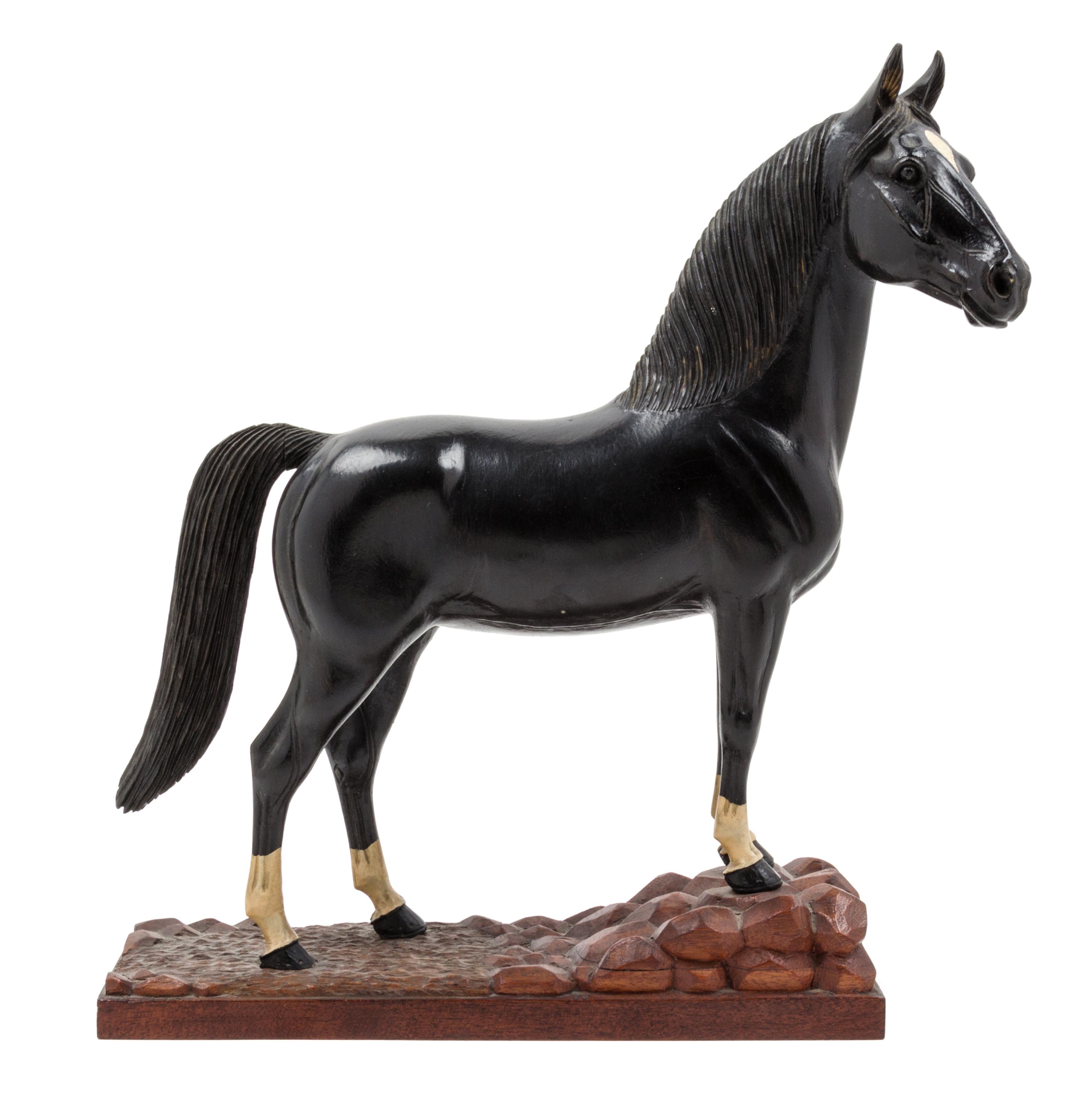 A Carved and Painted Wood Figure of a Horse Height 13 1/2 inches. — ATTRIBUTED TO PETER GIBA, 20TH CENTURY
