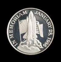 A 1986 Space Shuttle Challenger Memorial 1 oz. Silver Round