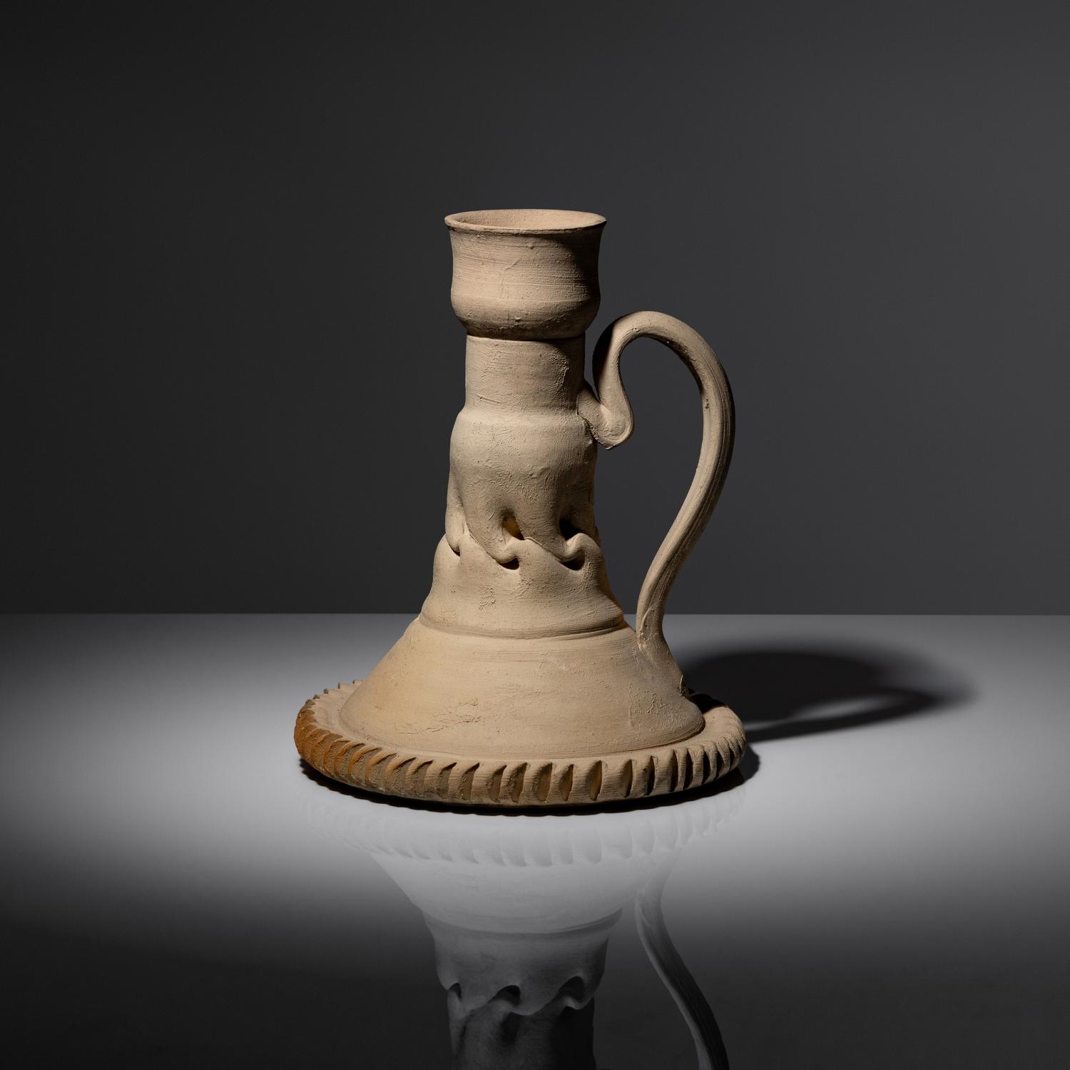 Bisque Chamberstick with In-Body Twist, c. 1898-1910
