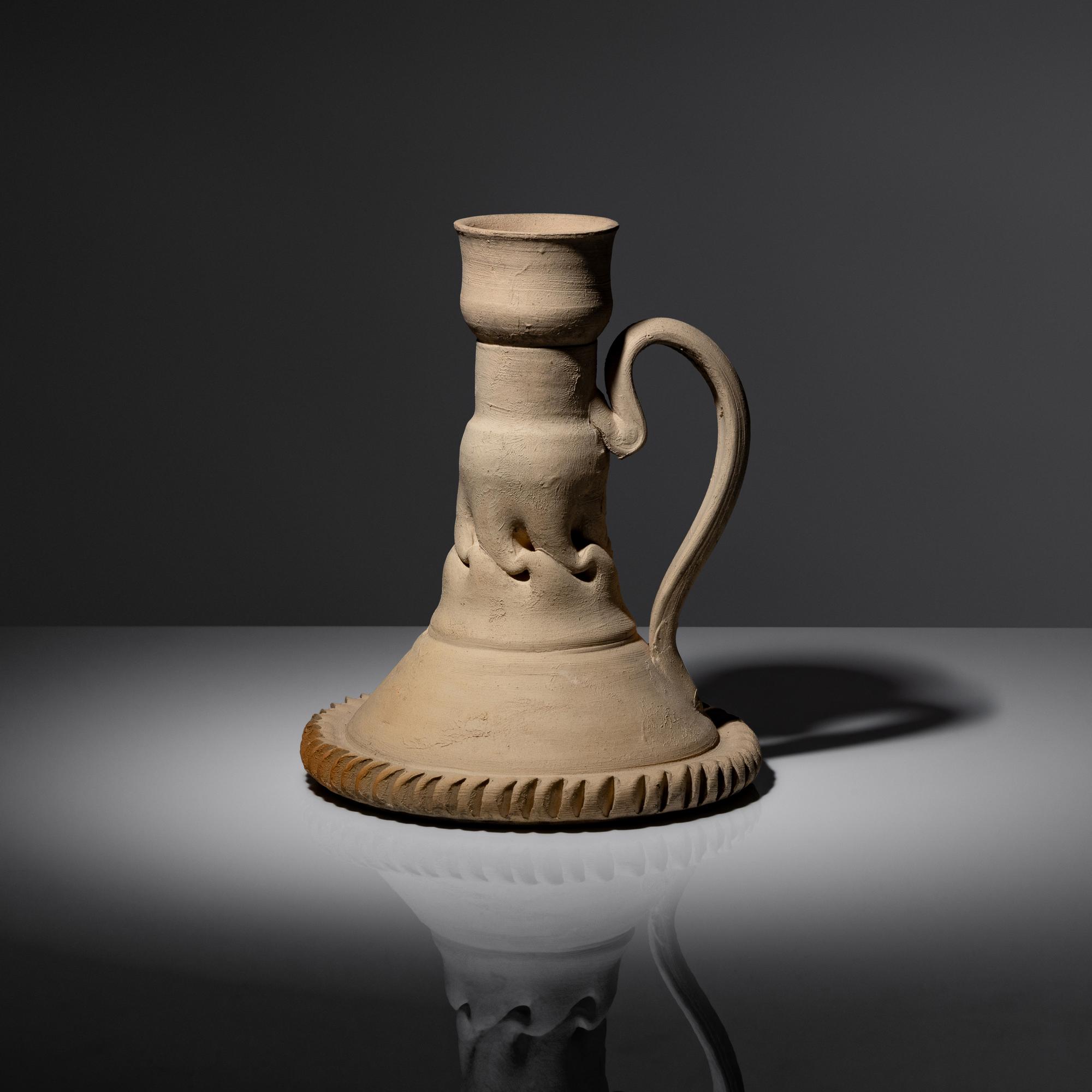 Bisque Chamberstick with In-Body Twist, c. 1898-1910