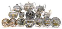 Collection of Staffordshire pearlware "Salopian" teawares first half 19th century