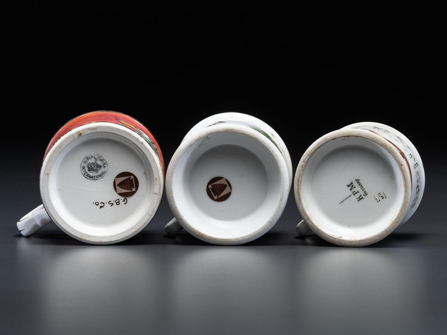 Three Porcelain Occupational Shaving Mugs