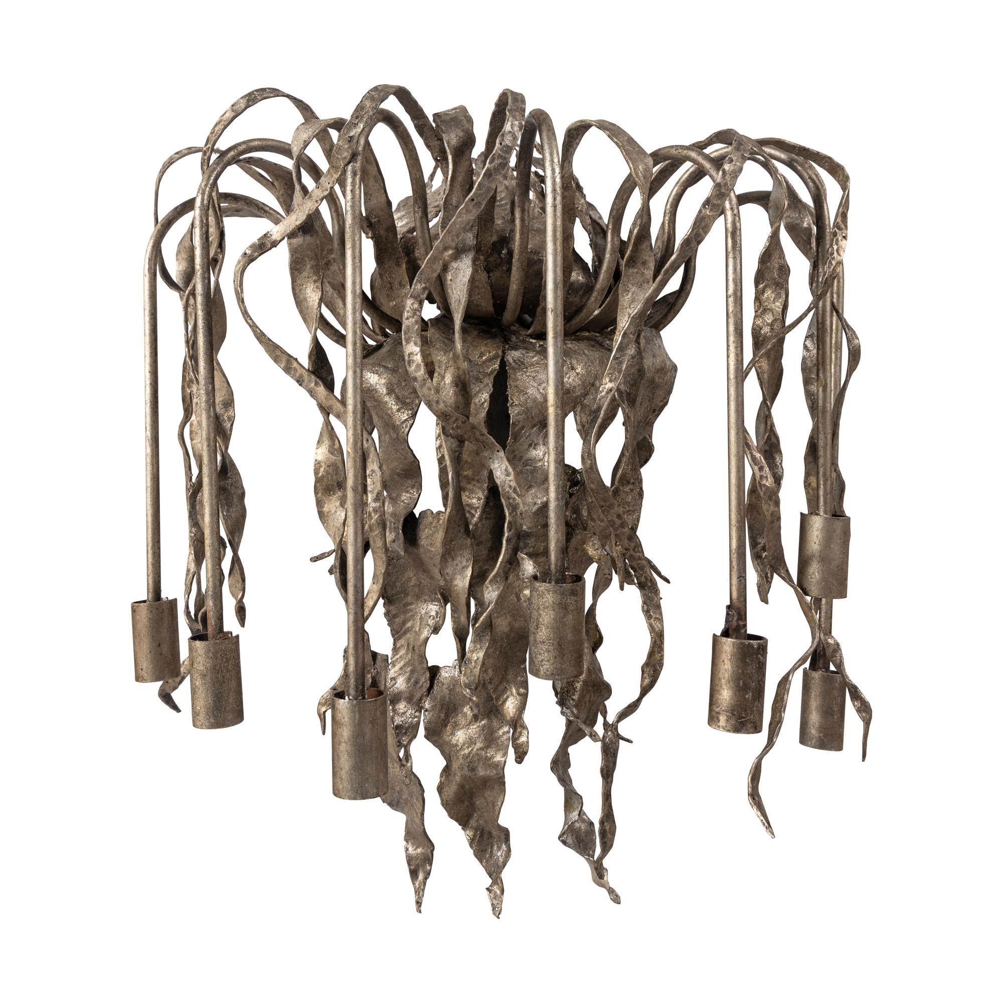 A Brutalist Style Six-Light Iron Wall Sconce