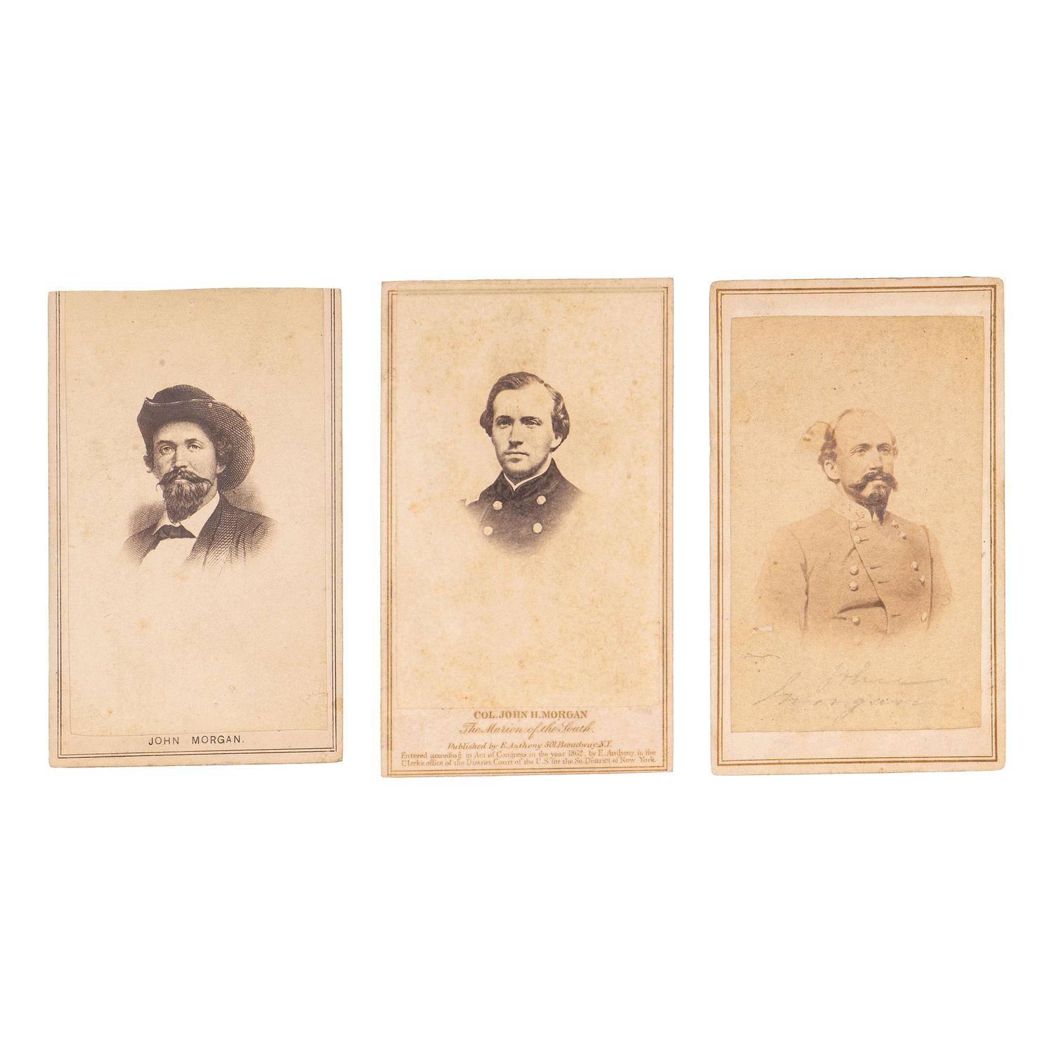 [CIVIL WAR] - [MORGAN, JOHN HUNT (1825-1864)]. Trio of CDVs of CSA Brigadier General Morgan, comprising: