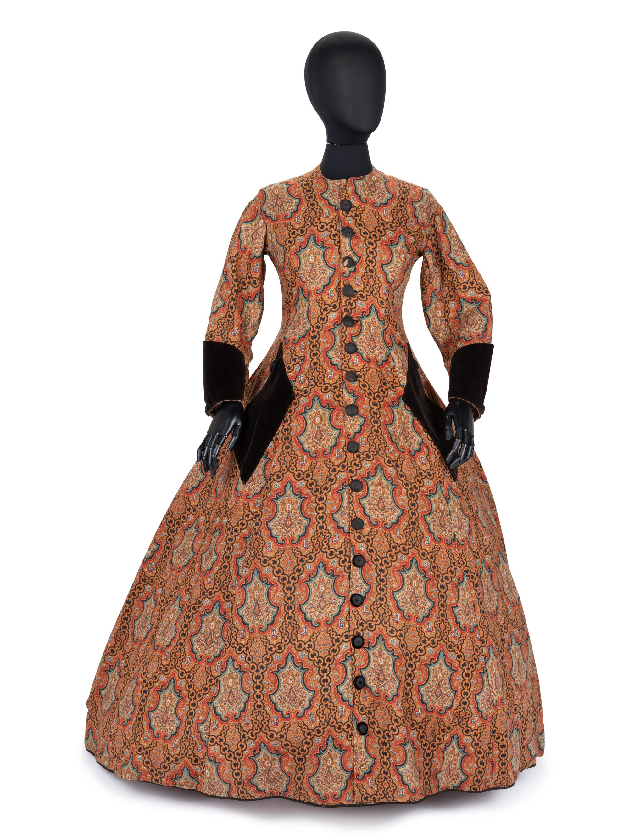 Paisley Coat Trimmed with Brown Velvet, 1860s