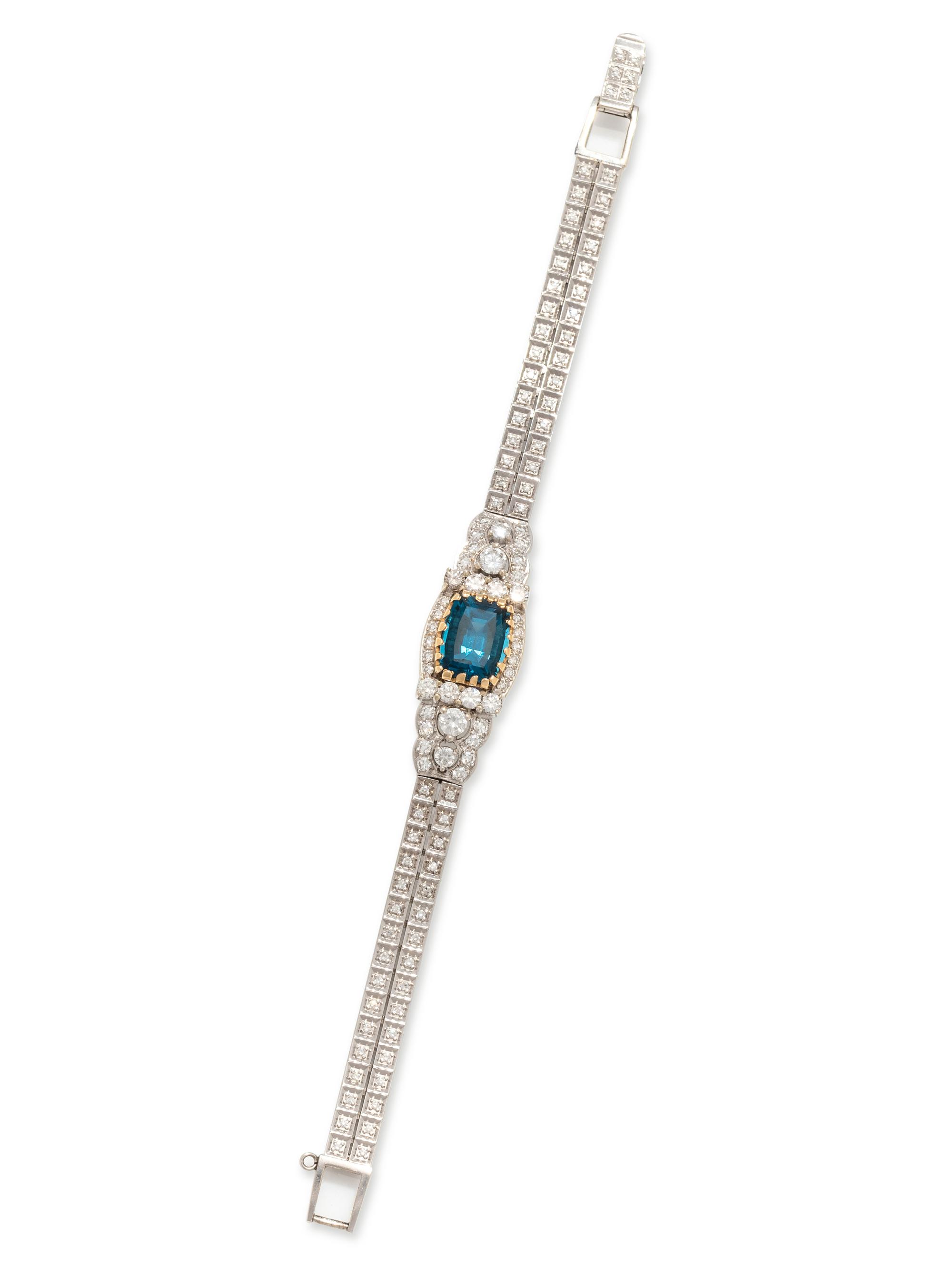 BLUE TOPAZ AND DIAMOND BRACELET