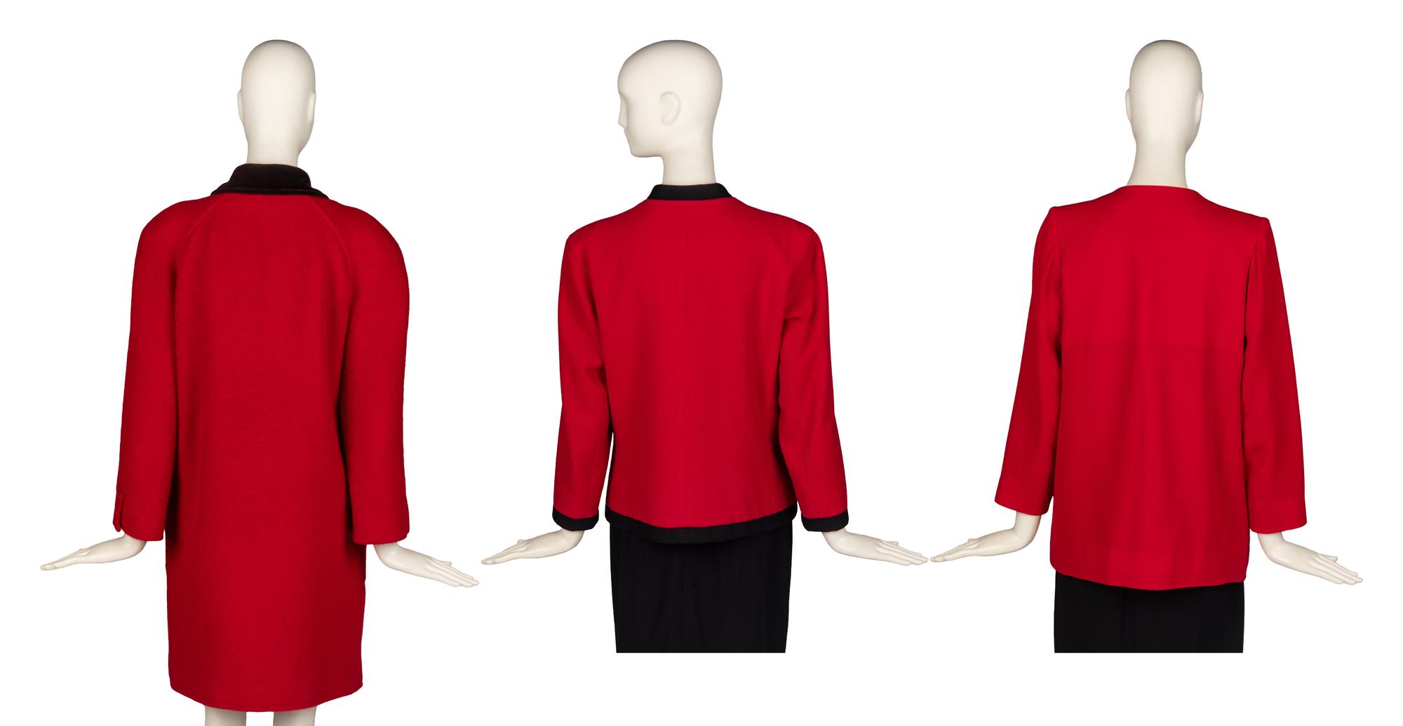 Three Red Designer Jackets, Valentino and YSL