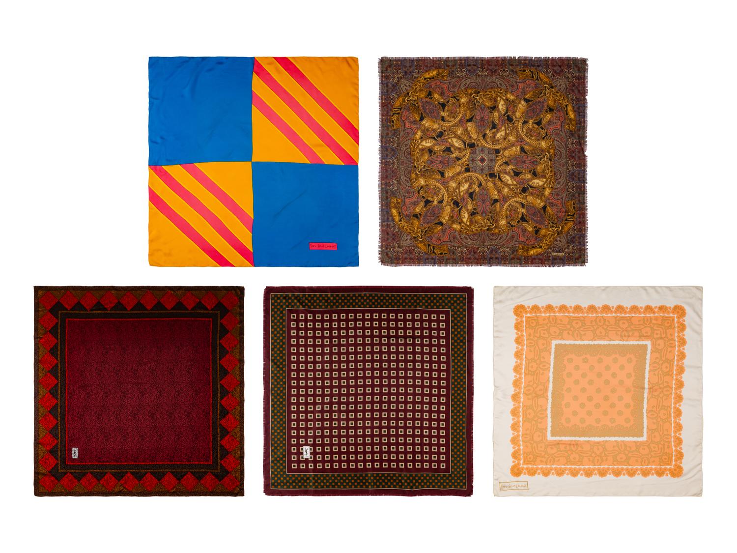 Five Designer Scarves: One Chanel and Four Yves Saint Laurent