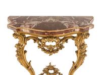 A Louis XV Style Giltwood and Sicilian Jasper Marble-Top Pier Table