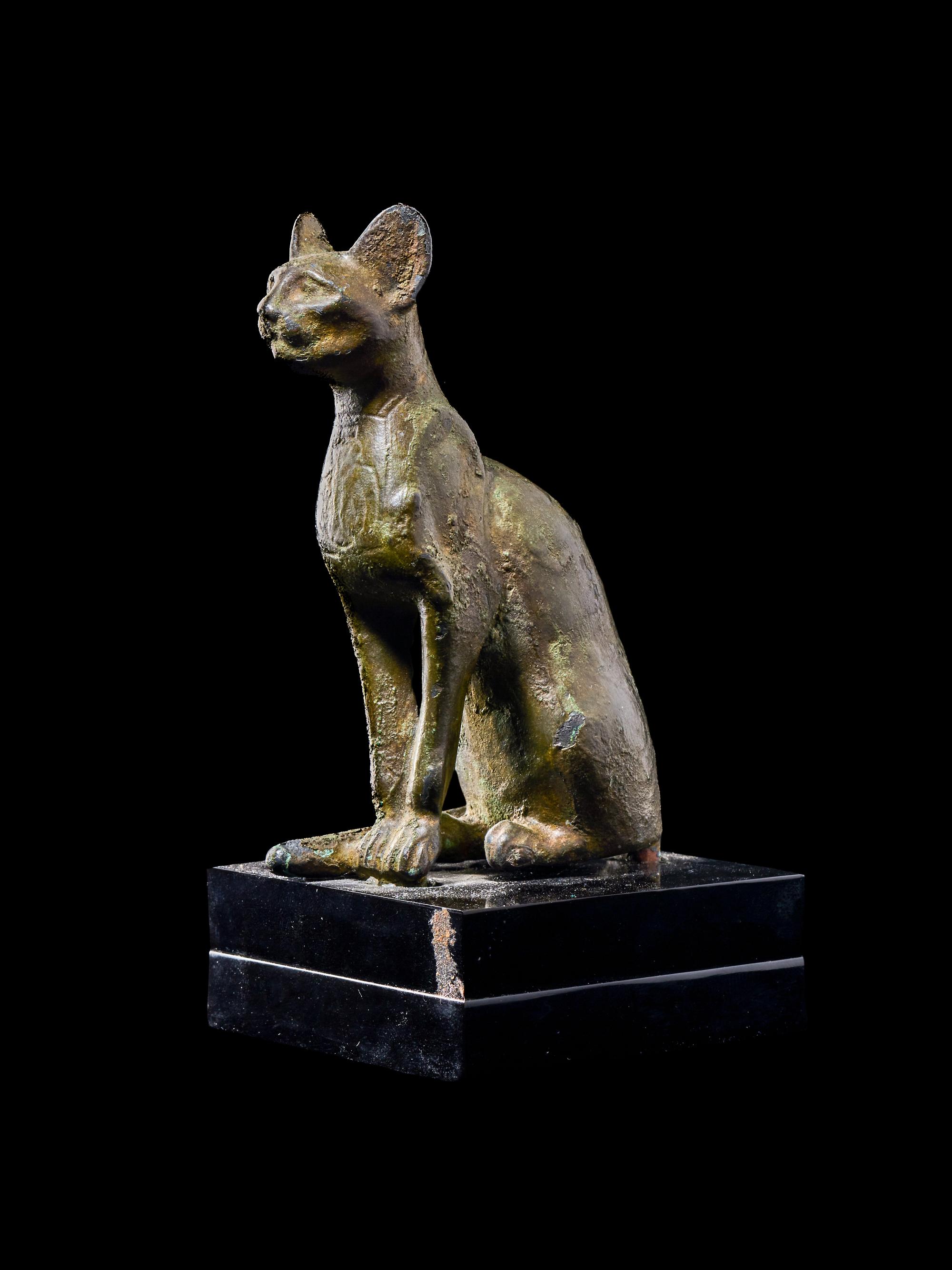 An Egyptian Bronze Seated Cat