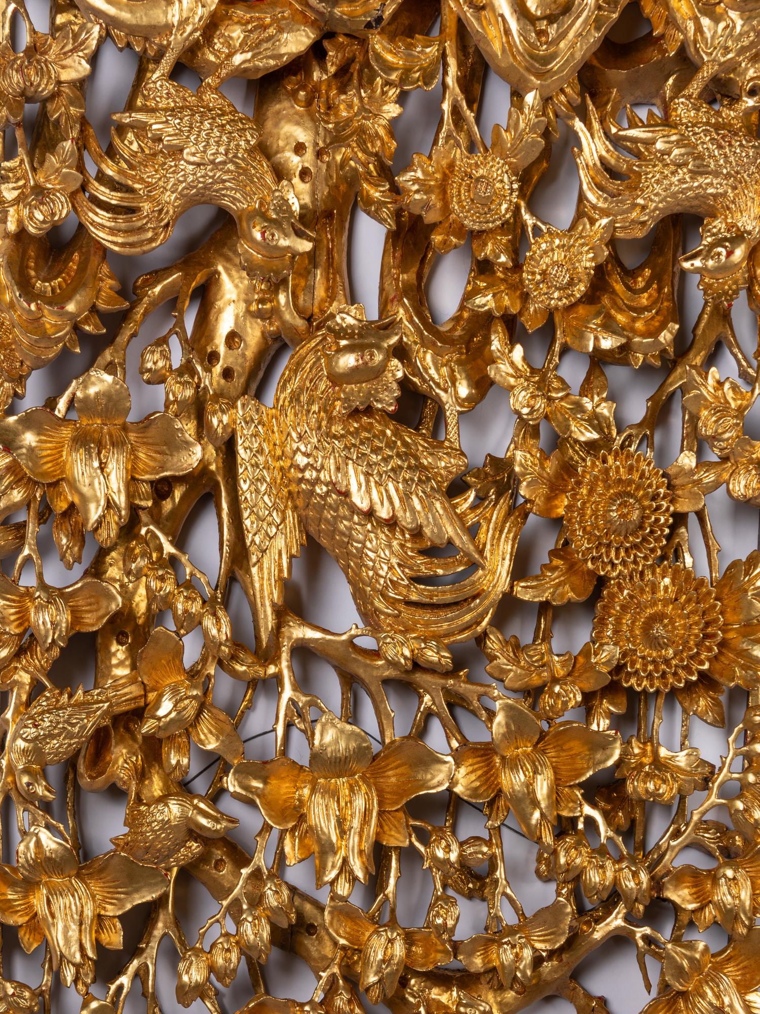 22 Chinese Carved Gilt Wood Wall Panels
