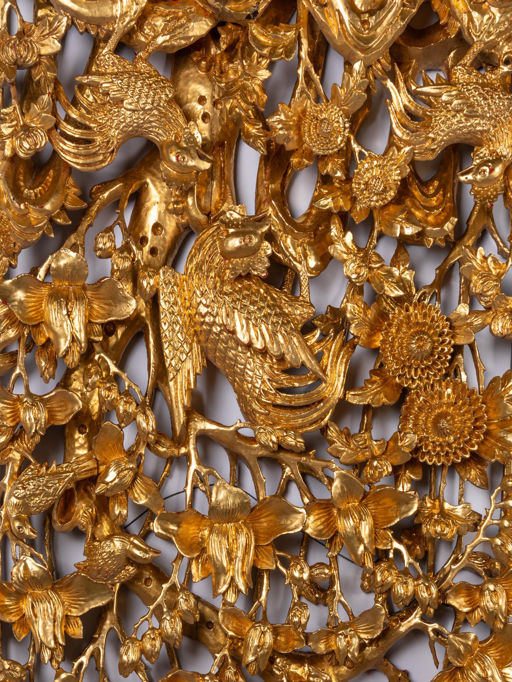 22 Chinese Carved Gilt Wood Wall Panels