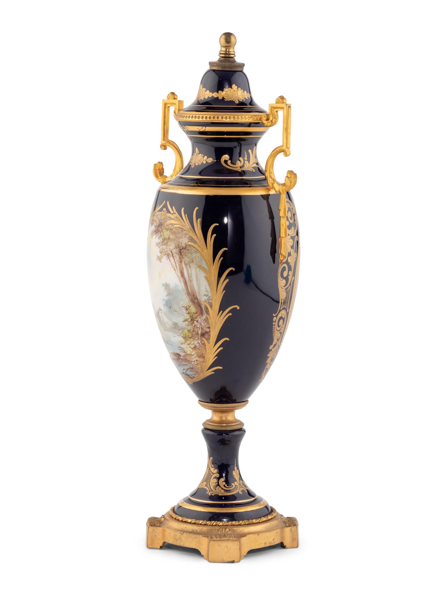 A Gilt Bronze Mounted Sèvres Style Porcelain Urn