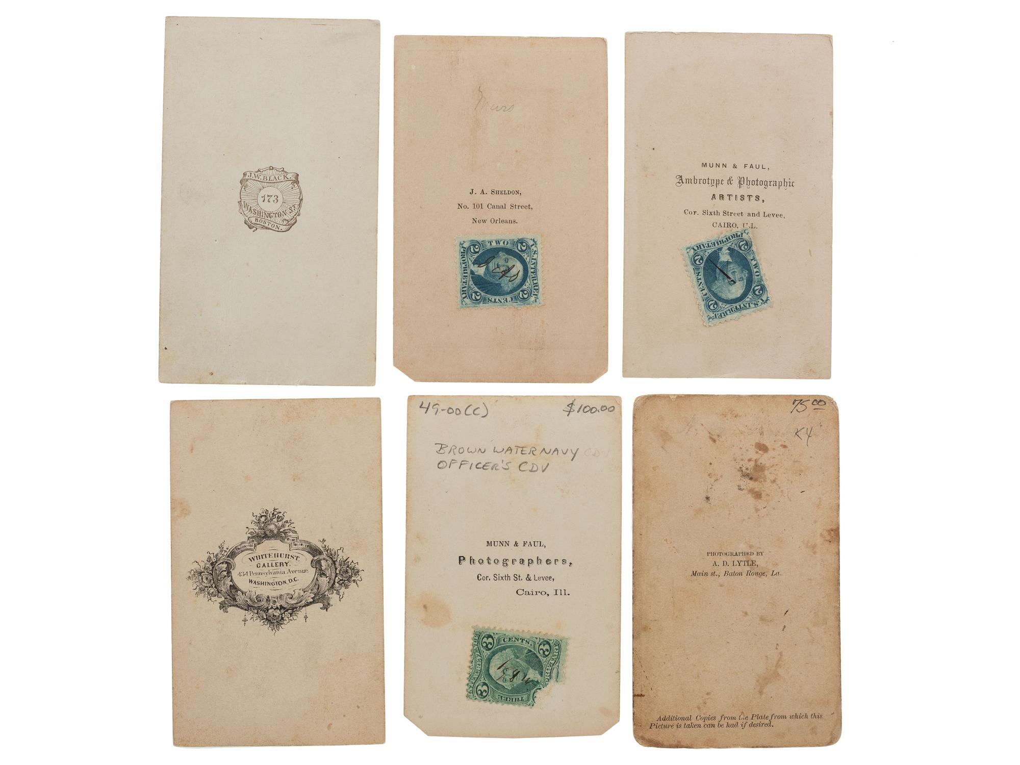 [CIVIL WAR]. A group of 6 CDVs of unidentified Navy officers, comprising: