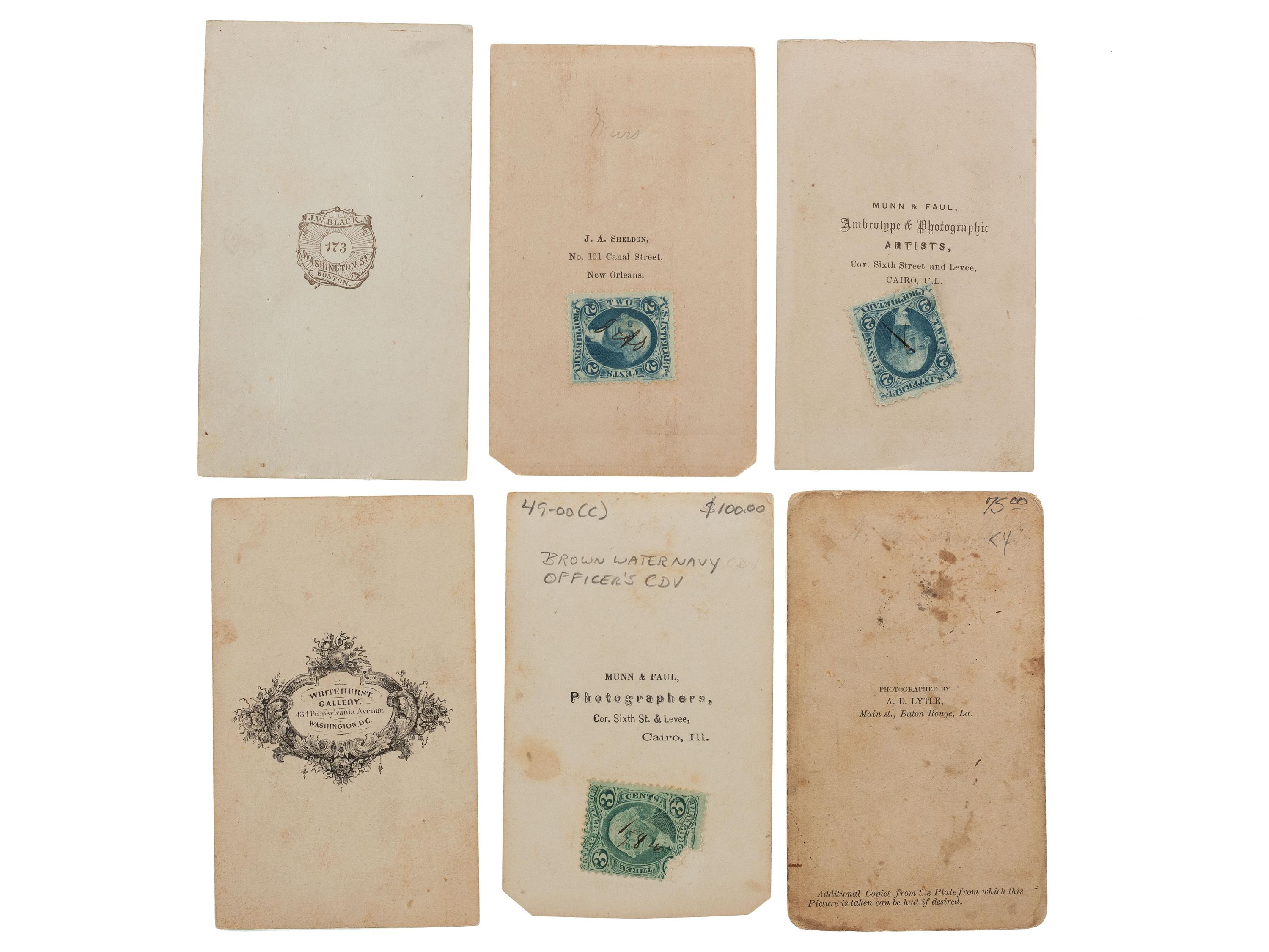 [CIVIL WAR]. A group of 6 CDVs of unidentified Navy officers, comprising: