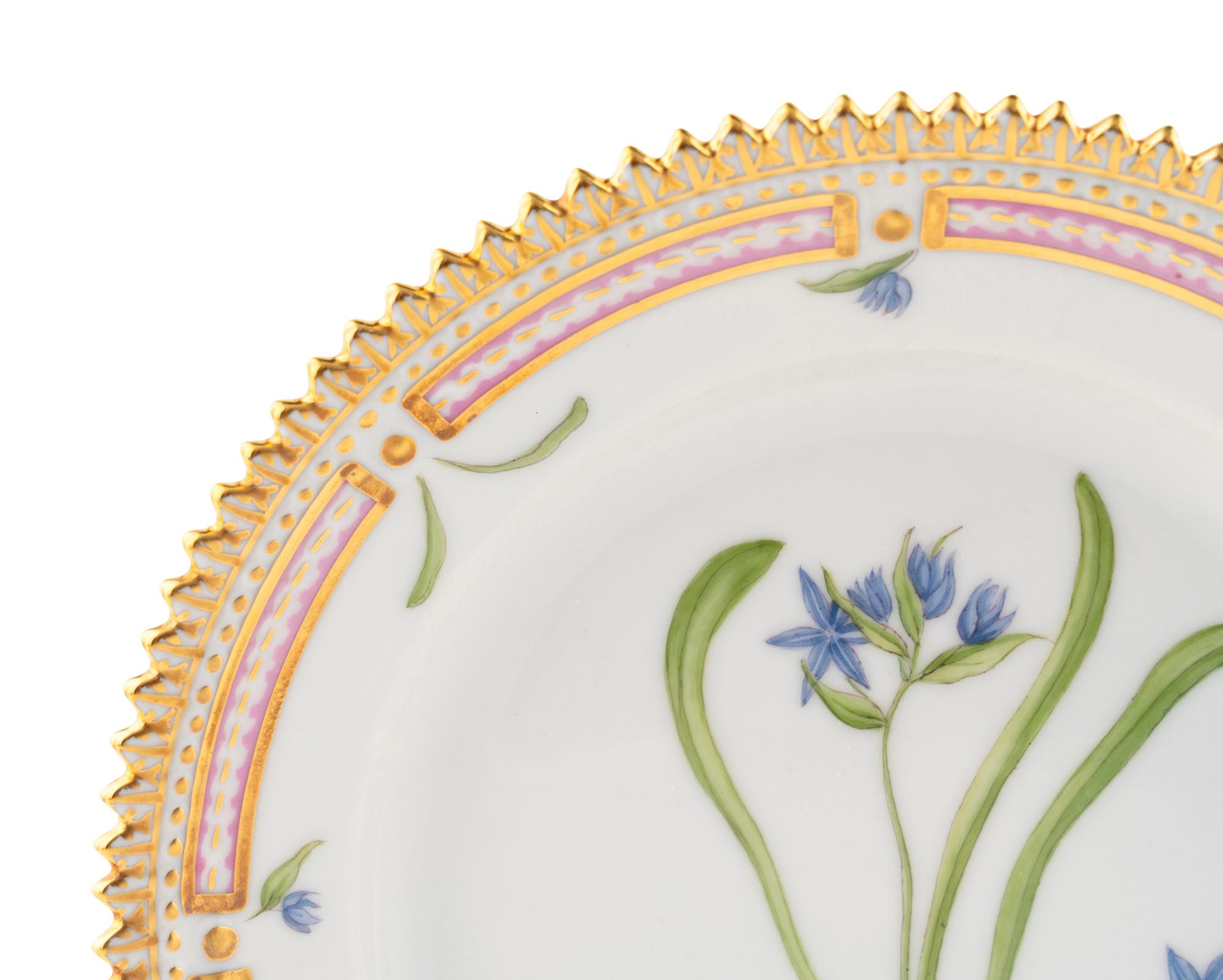 A Set of Eight Royal Copenhagen Flora Danica Porcelain Bread Plates