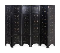 A Hardstone Inlaid Black Lacquered Six-Panel Floor Screen
