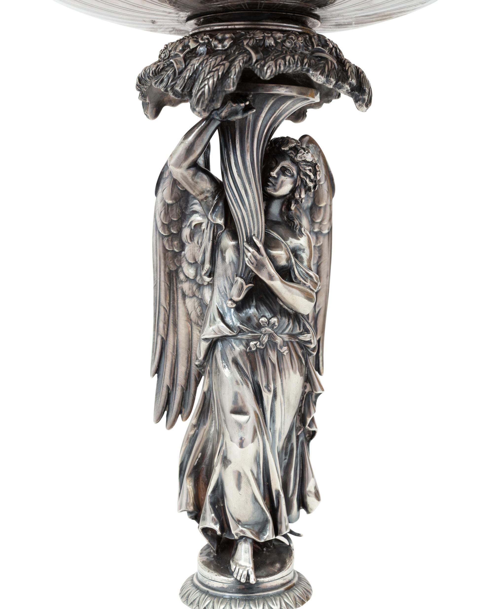 A German Parcel Gilt Silver Figural Tazza