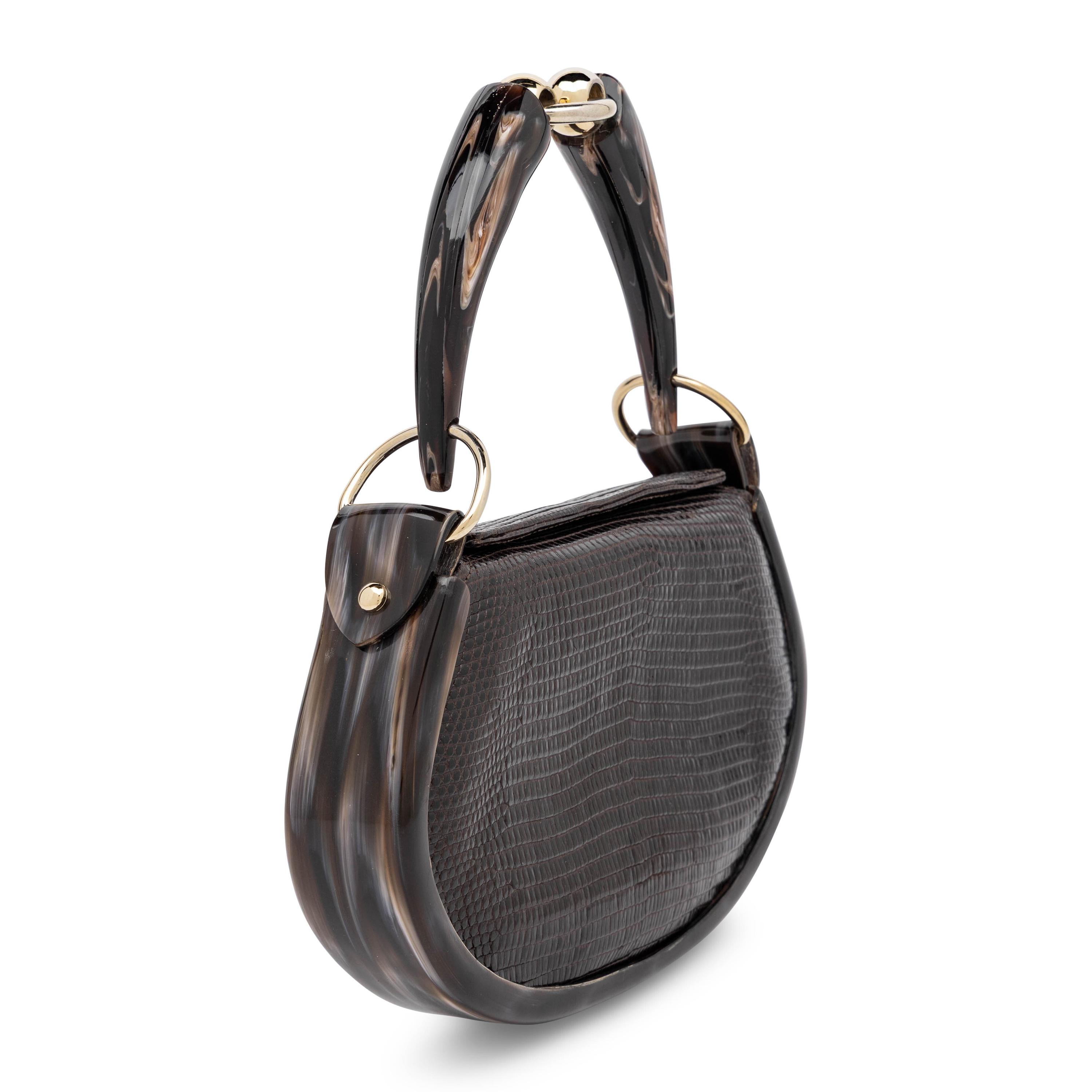 Giorgio Armani Privé, Dark Brown Lizard Skin Handbag
