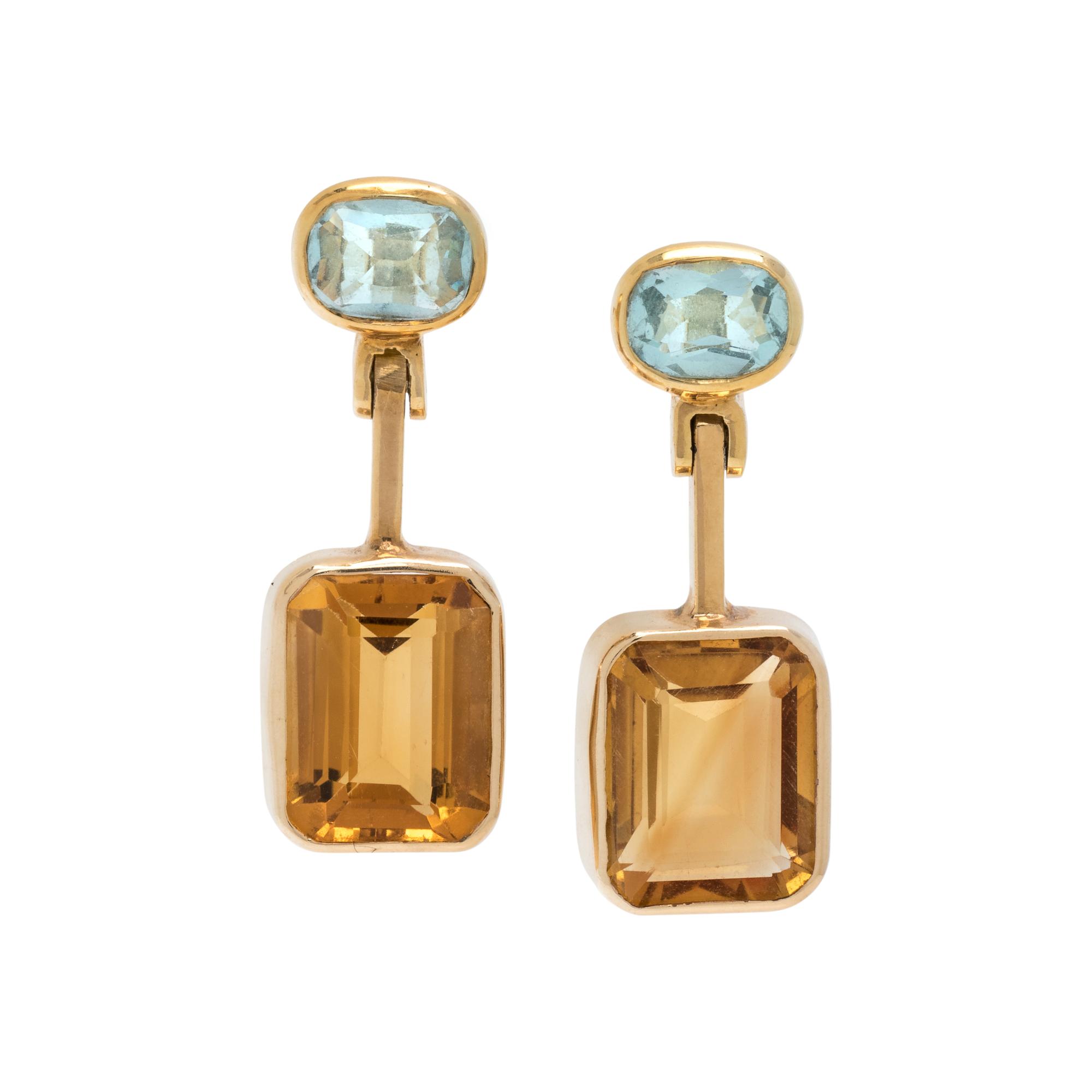 CITRINE AND AQUAMARINE EARRINGS