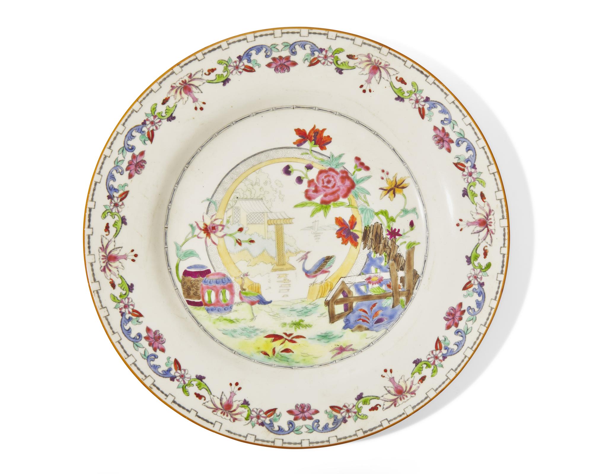 A Wedgwood Polychrome Decorated Creamware Plate