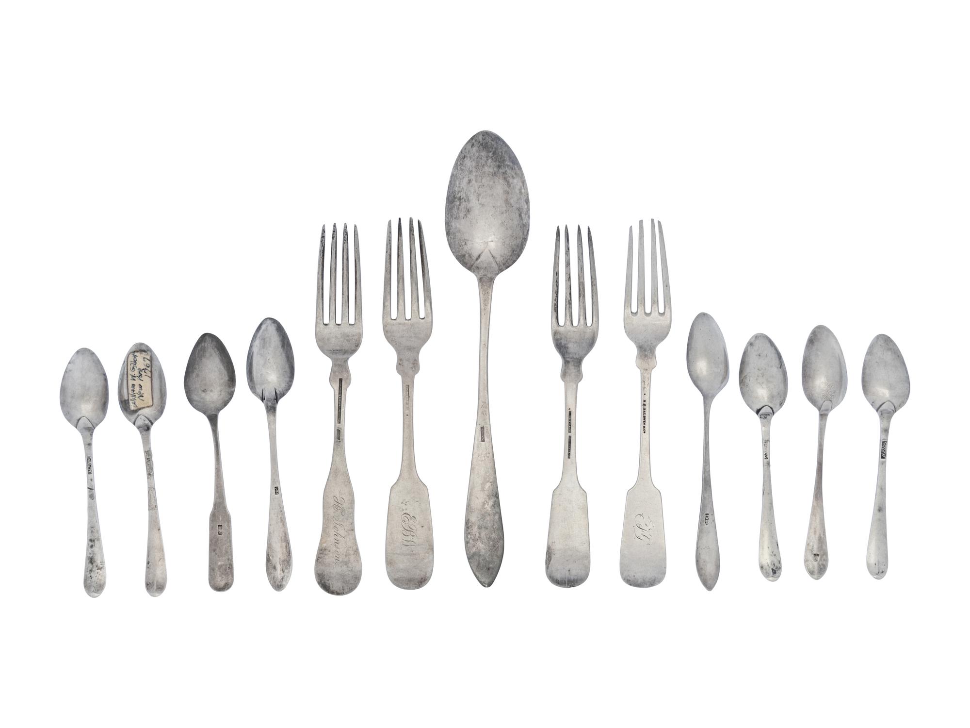 A Collection of American Silver Flatware Articles