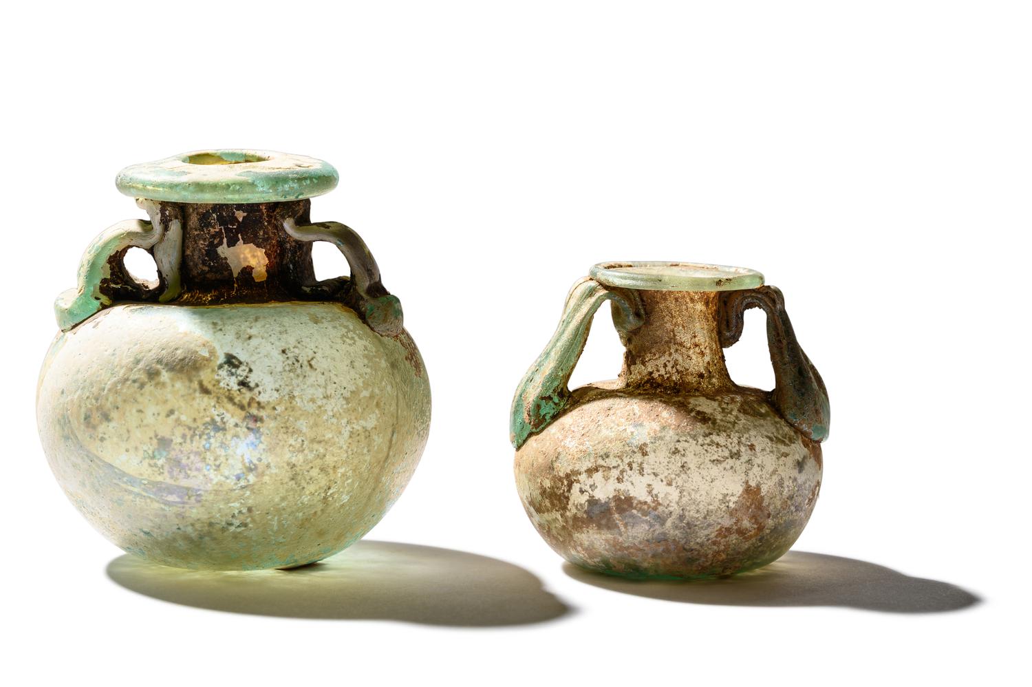 Two Roman Glass Aryballoi