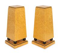 A Pair of Art Deco Style Amboyna-Veneered Pedestals — JAMES V. NEWCOMB, NO. 119A AND 119B, 2006